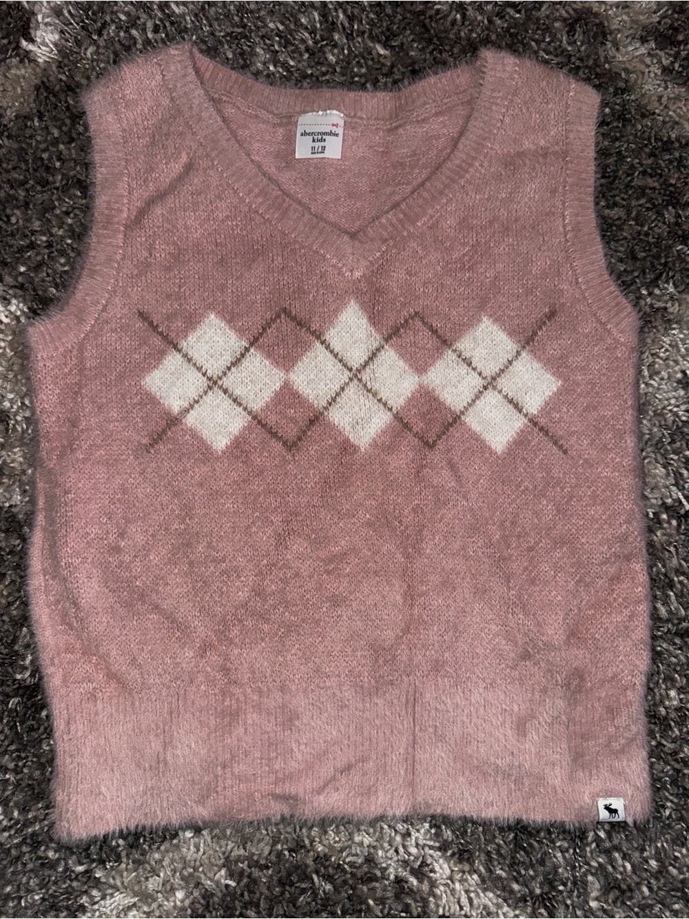 abercrombie kids Pink Argyle V-Neck Sweater Vest
